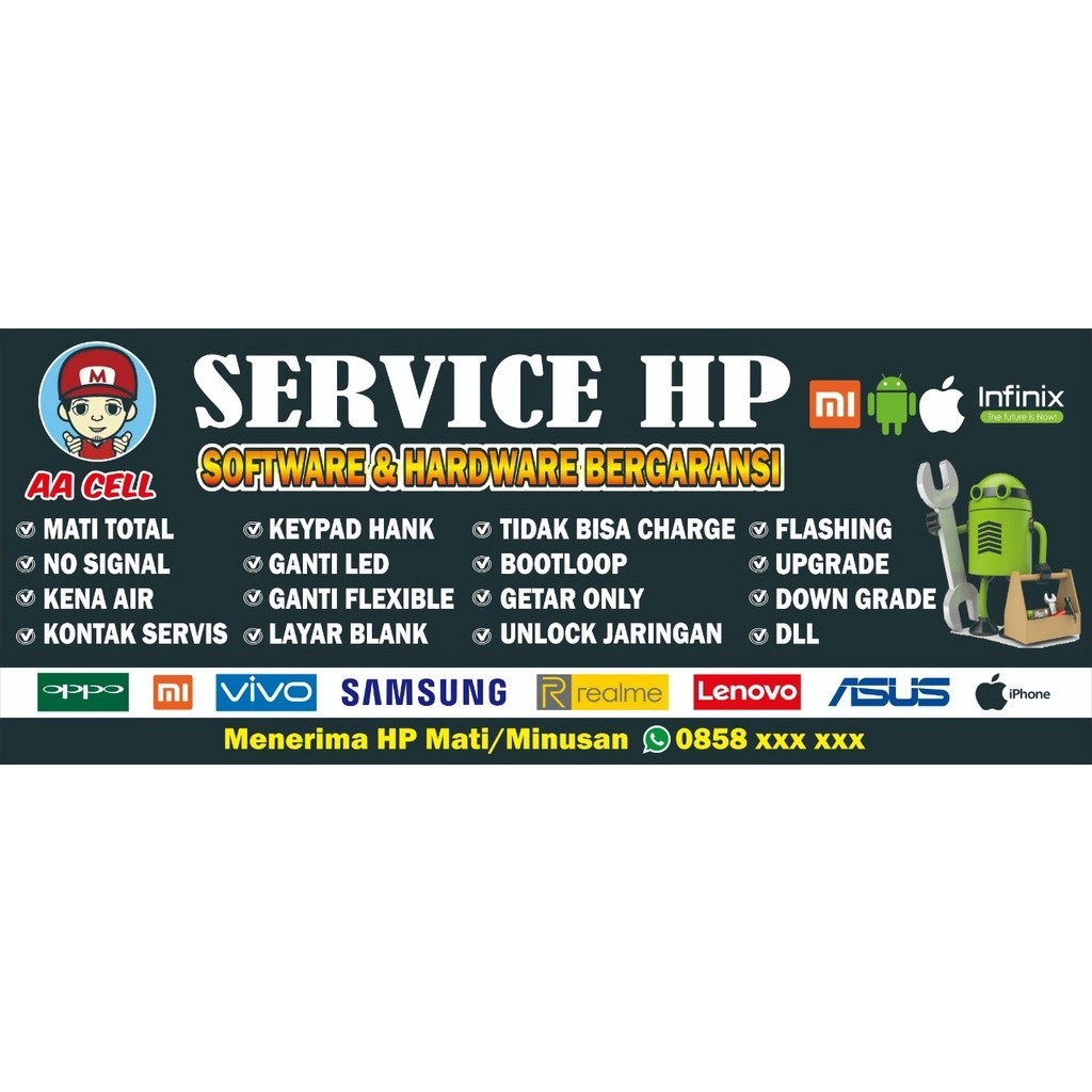 Spanduk/Banner Servis HP 160x60