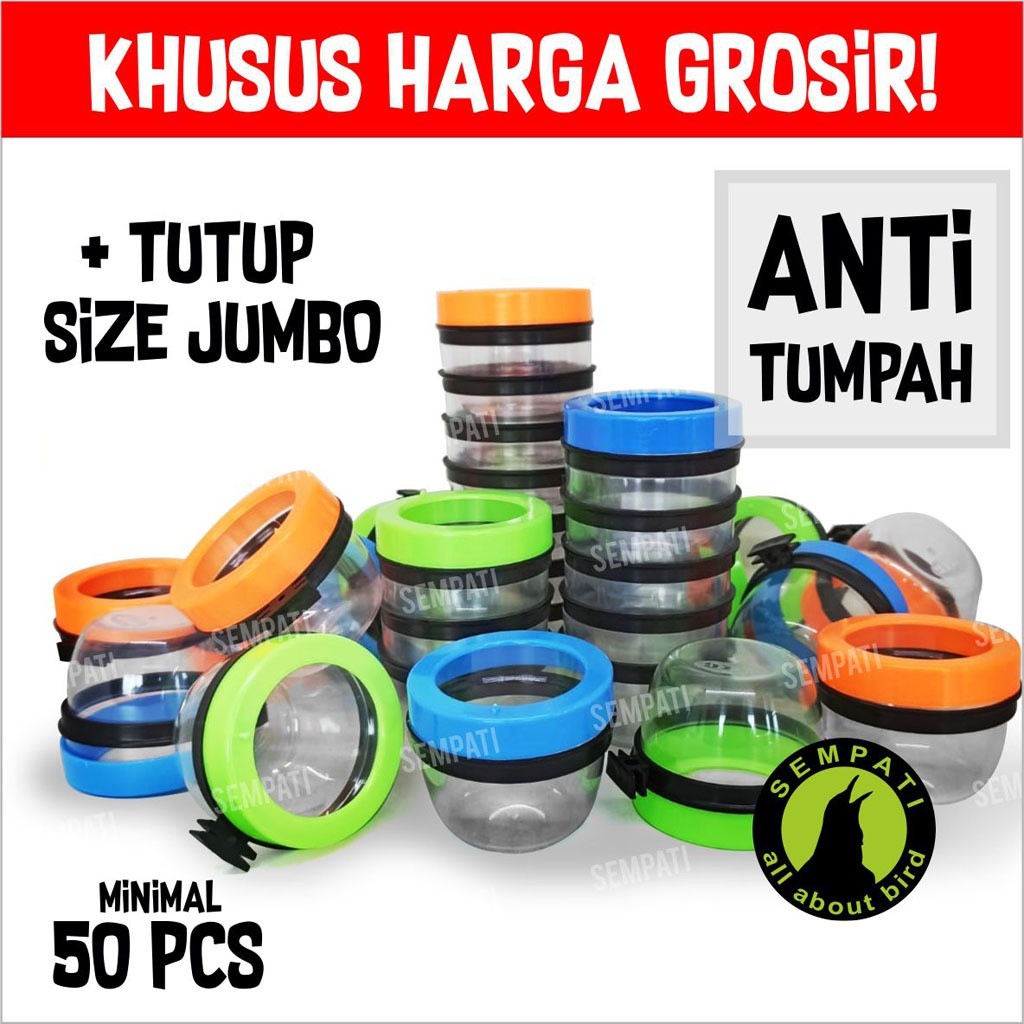 SEMPATI KHUSUS GROSIR Cepuk Plastik A3 Cangkir Bulat Tempat Pakan Minum Burung Anti Tumpah Cepuk Mil