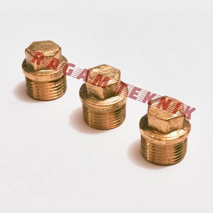 Plug Kuningan 1/2" Brass Dop Drat Luar Tutup Stop Hex Cap
