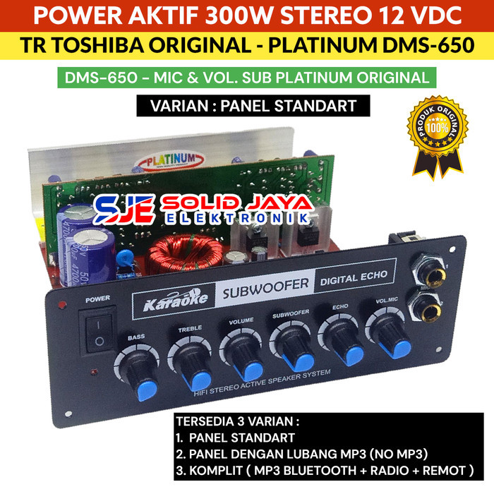 KIT POWER AKTIF MOBIL 12V 300W DM650 MP3 BLUETOOTH BT STEREO PLUS TONE SUBWOOFER ECHO MIC MIK KARAOK