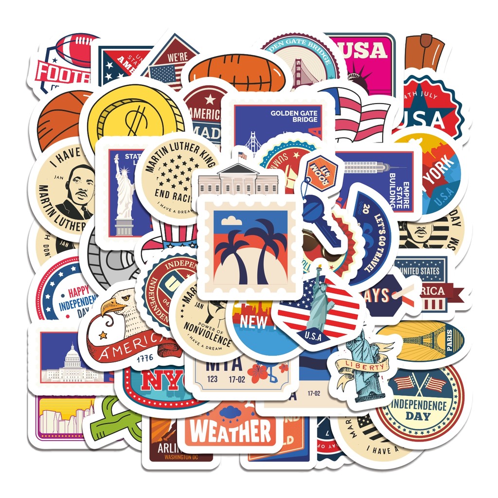 

COD 50 Pcs Stiker American Retro Lucu Anti Air Untuk Dekorasi Notebook Sepeda Skateboard Handphone