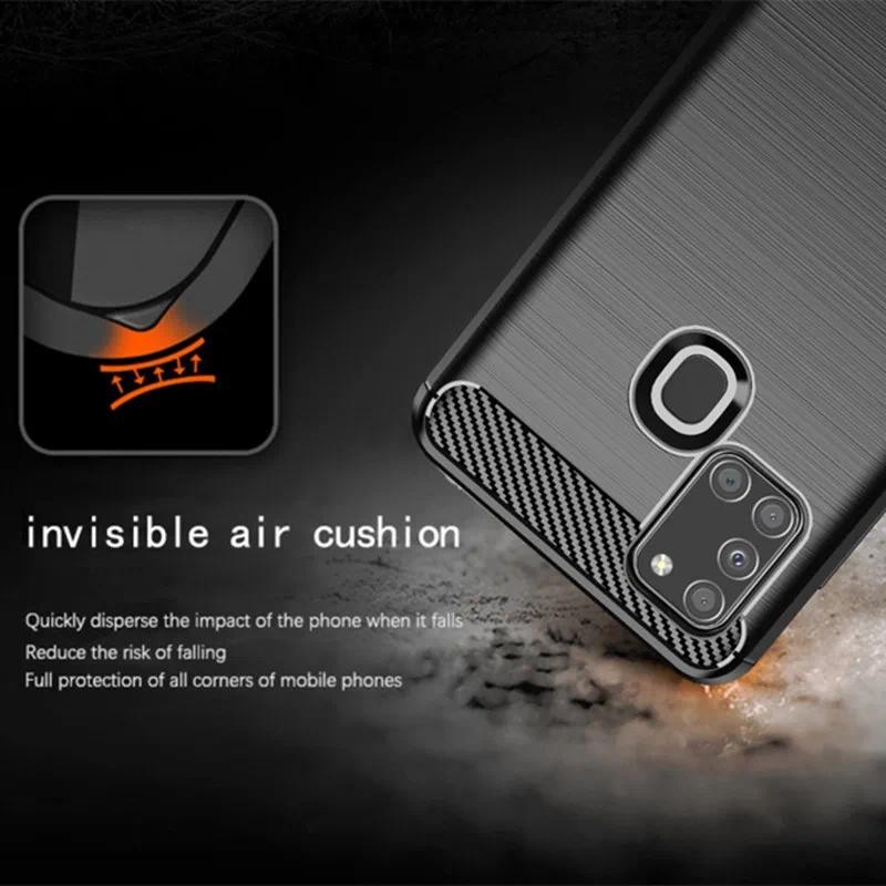 Casing HP Samsung Galaxy A21S Galaxy A21s A21 S Casing TPU Tekstur Serat Karbon Silikon Lembut Penut