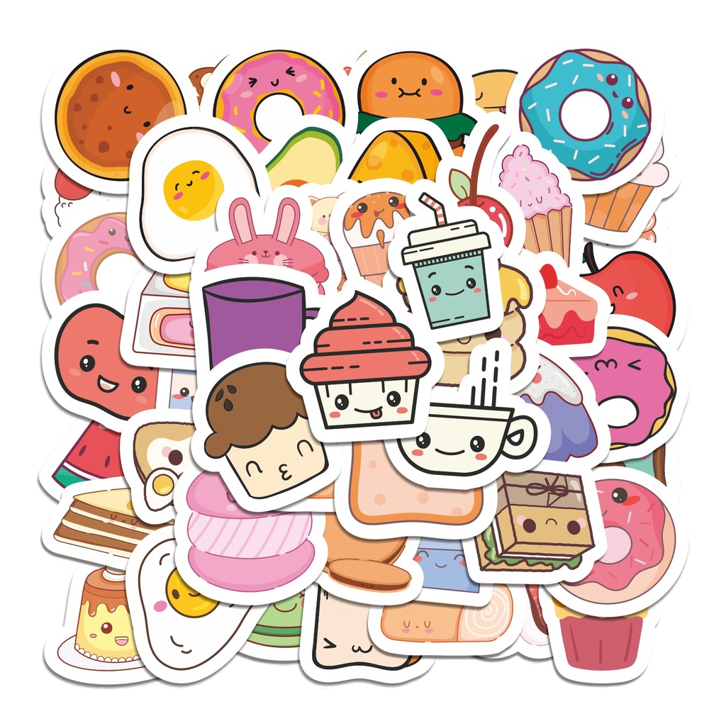 

COD 50 Pcs Stiker Dessert Kartun Lucu Anti Air Untuk Dekorasi Notebook Sepeda Skateboard Handphone