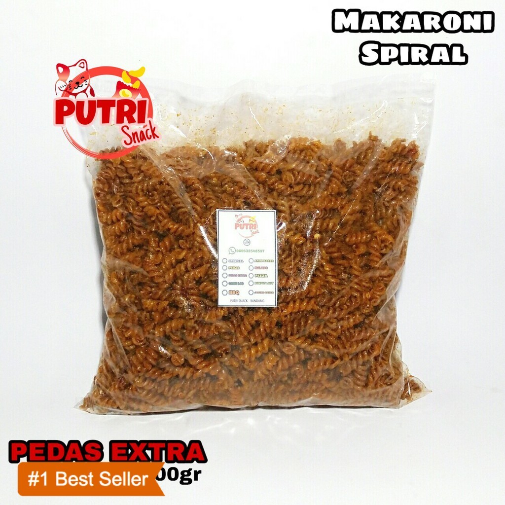

Makaroni Spiral Uril Kemasan Kiloan ( putri snack ) cemilan kering 500gr