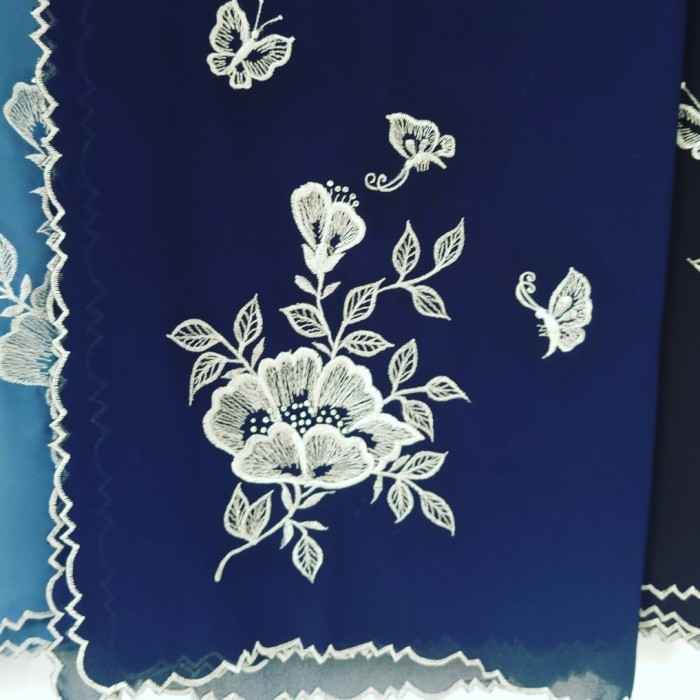 Hijab pashmina bordir panjang 200cm - Abu tua