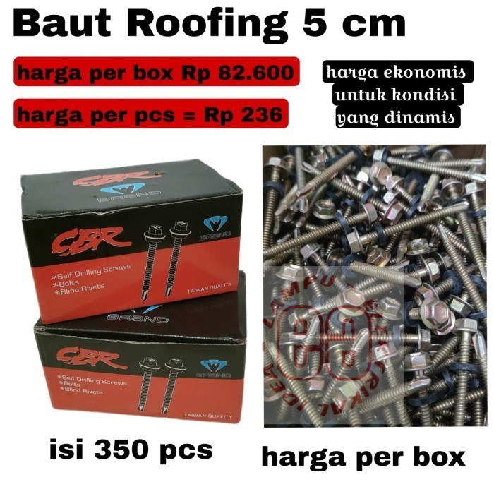 SEKRUP ROOFING 5 CM / ROOFING KEPALA 8MM EKONOMIS 5 CM HARGA PER DUS MURAH BERKWALITAS