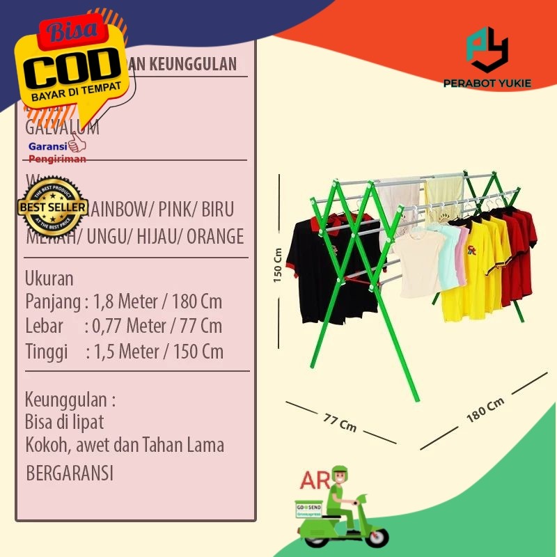 PY JEMURAN PAKAIAN / JEMURAN BAJU GALVALUM / JEMURAN BAJU TIANG SEGI KECIL. KUAT DAN KOKOH