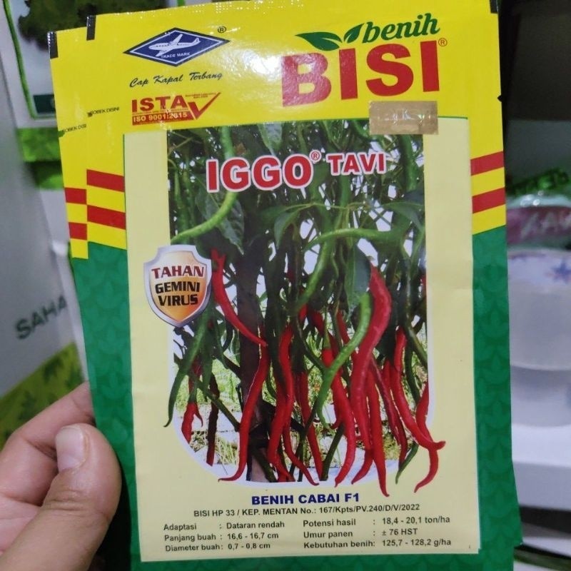 Benih cabe IGGO TAVI 10 gram benih cabe keriting iggo tavi dari bisi cap kapal terbang 10gram TT99