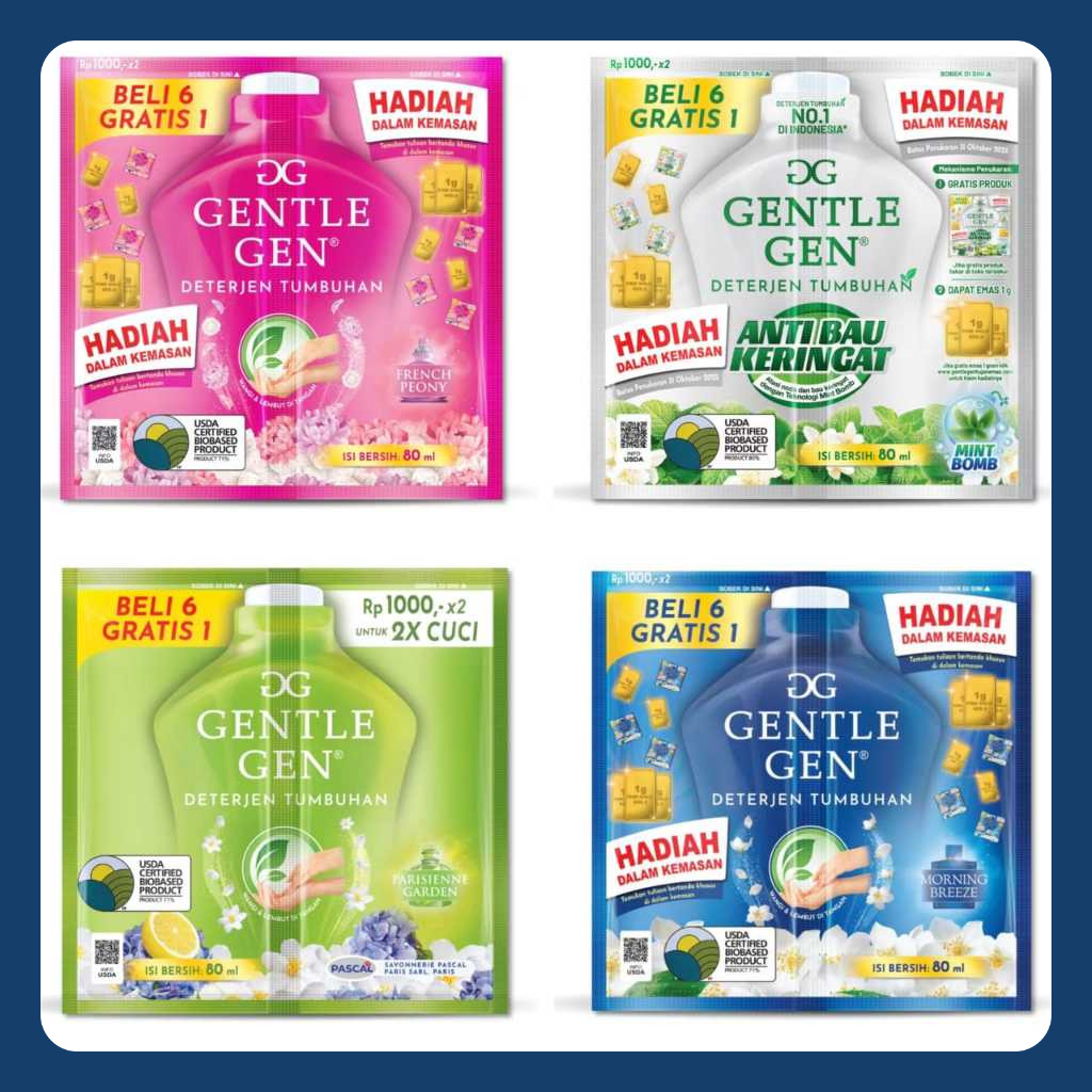 GENTLE GEN DETERJEN CAIR KONSENTRAT / 1 RENCENG ISI 14+2 PCS toko grosir warung sembako zulfa26