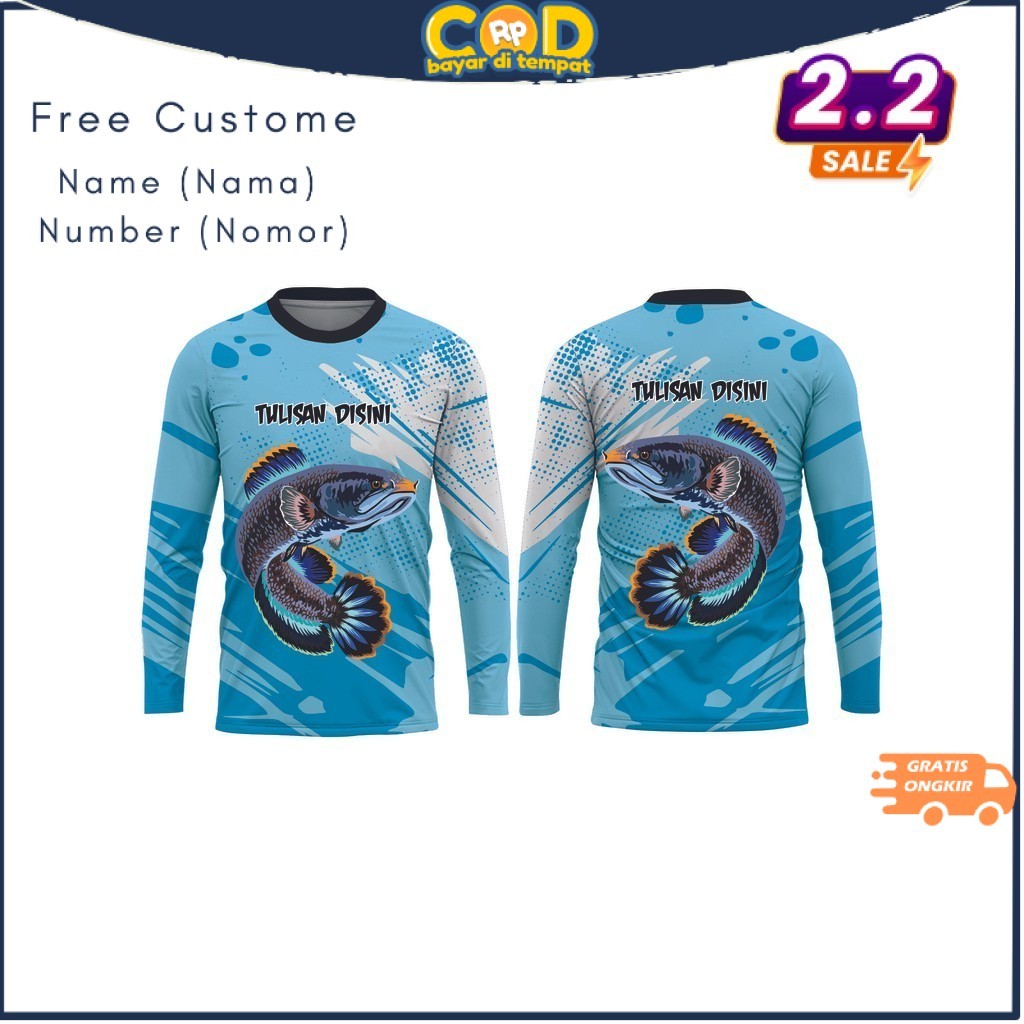 Jersey Baju Mancing Premium Ikan Gabus Custome Nama / Number Dri Fit Milano Full Printing Vinus