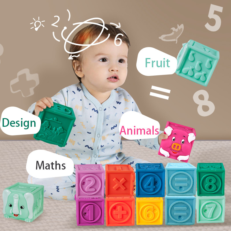 

Animal soft rubber building blocks can bite glue puzzle early education cognitive math toy particles birthday children's gifts