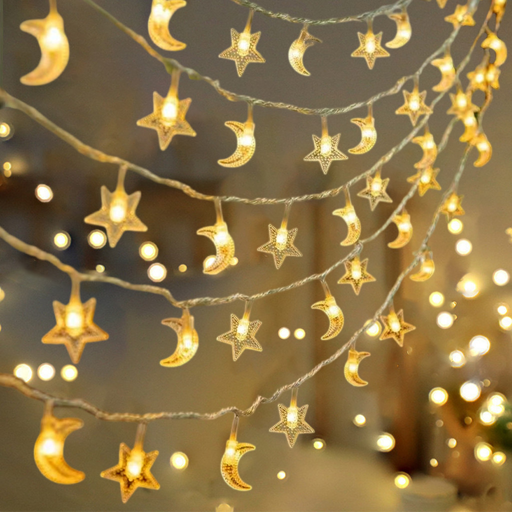 

EID Mubarak LED String Lights Islam Muslim Festival Party Moon Star String Lights Ramadan Decoration 2025 for Home Al-Fitr Gifts