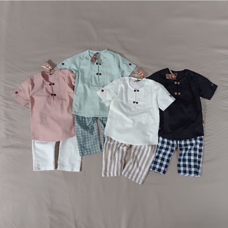 VFHJ79 FIKAR SET Kids- Setelan Anak katun linen Koko Anak Kurta Aqiqah couple