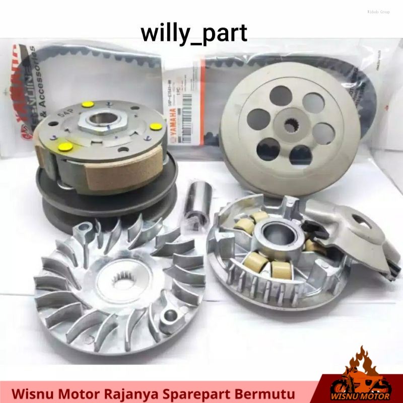 Paket Cvt Lengkap Rumah Roller Assy Set + Pully Assy + Kipas + Vanbelt Mio J Mio soul GT 115 Mio GT 