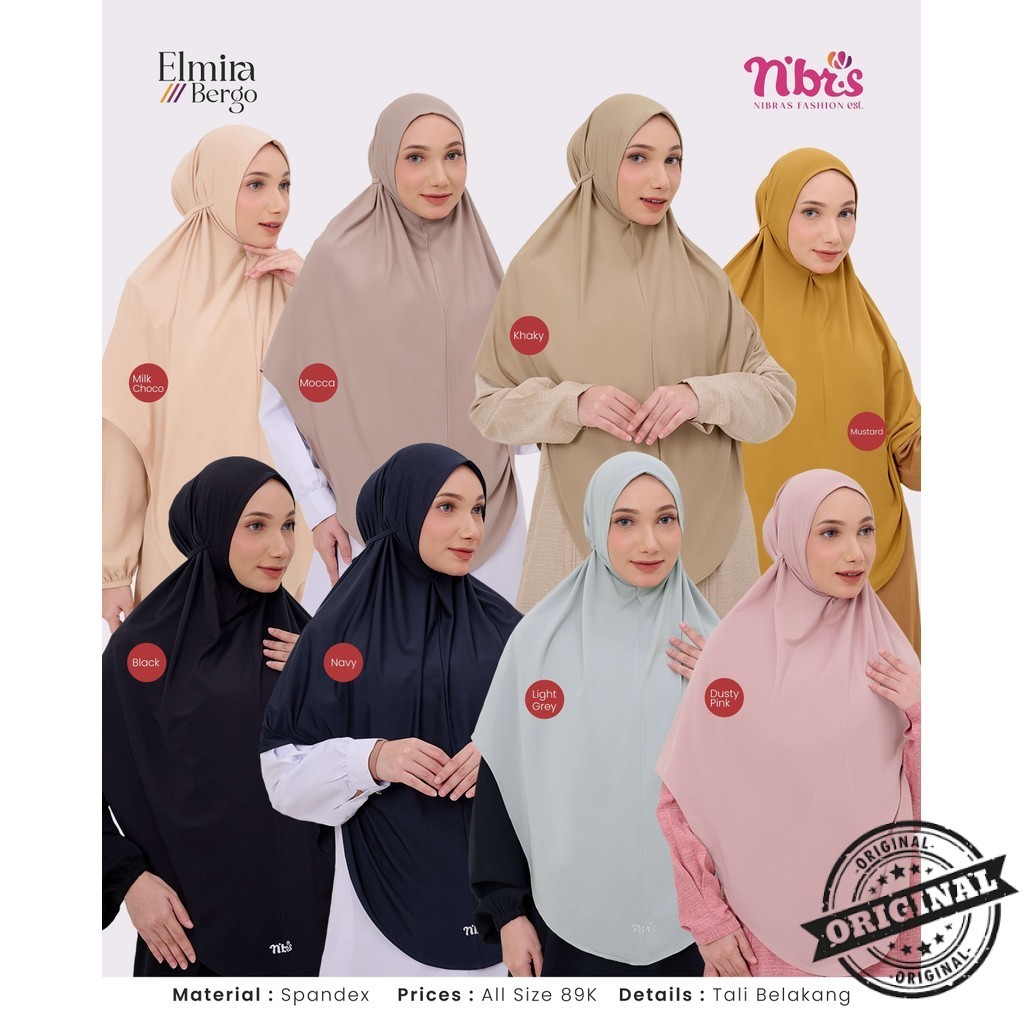 Kerudung Model Langsung Pakai Elmira Bergo by Nibras | alza collection