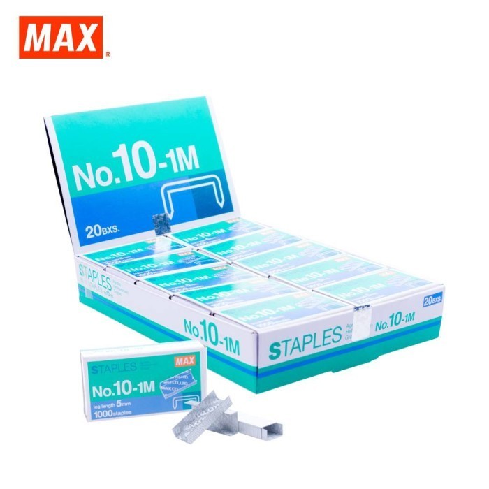 

isi staples max no.10-1M original / isi stapler (1 pak isi 20 kotak)