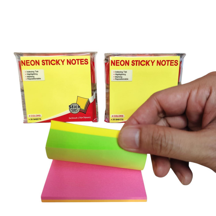 

M&G Neon sticky notes / 4 colors / 25 sheets - 3x2"(76x51mm)
