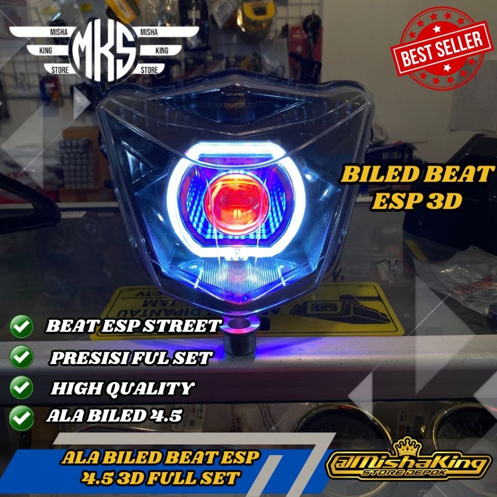 lampu biled beat esp street 2016-2019 3D full set tinggal pasang