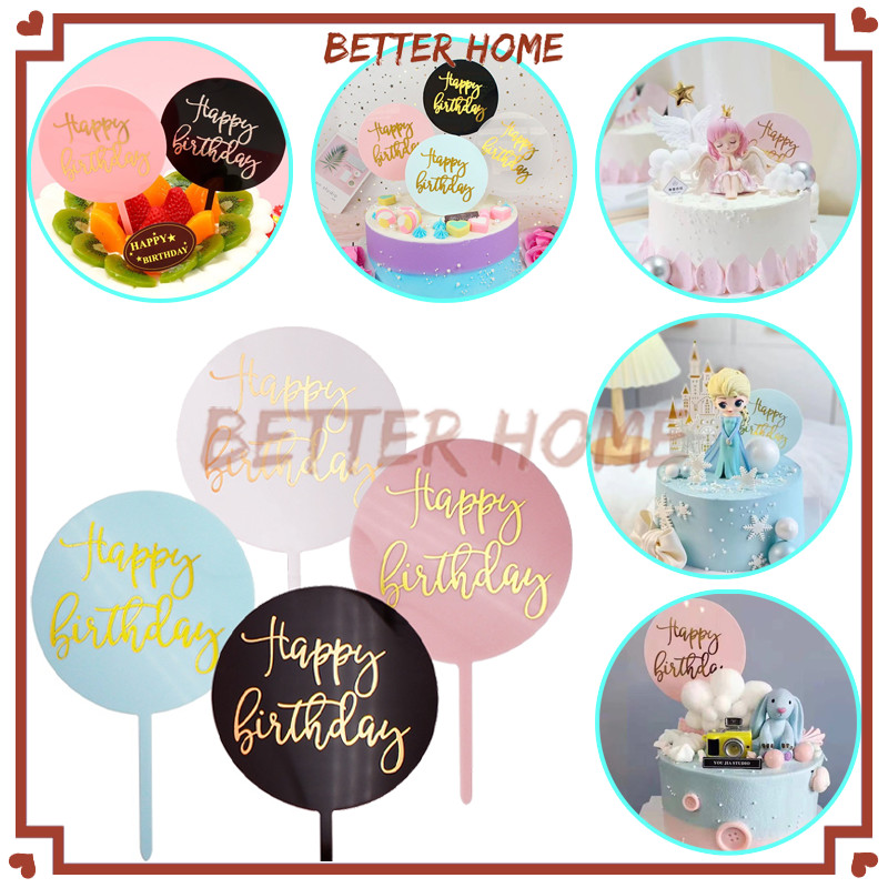 Tusukan Hiasan Kue Happy Birthday/Hiasan Kue Tulisan Happy Birthday/Topper Cake Happy Birthday Circl