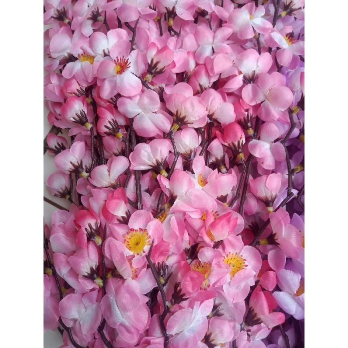 bunga sakura artificial plastik palsu LUSINAN - pink putih