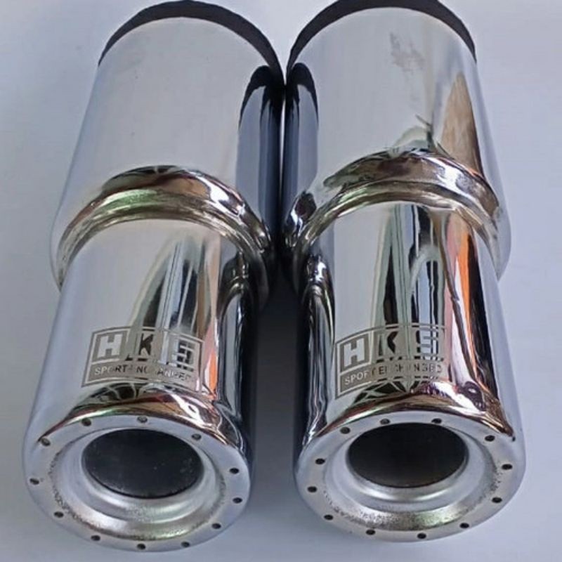 Knalpot Mobil HKS Gronel CHROME Suara Bass Bulat