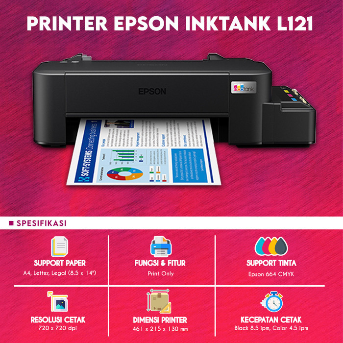 Original Printer Epson L121 A4 Ink Tank Printer Epson L121 L 121 l121 Garansi - TANPA TINTA