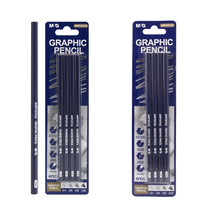 

M&G Graphic Pencil Set / M&G Pensil Grafik Set isi 4 Pcs / Pensil Kayu Grafik AWP357G2