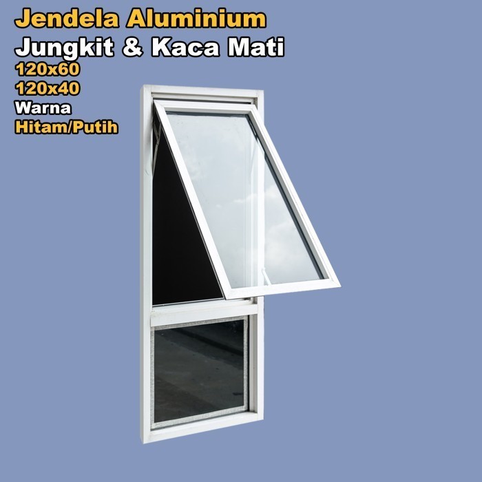 jendela alumunium 60x120 jungkit dan kaca mati | Kusen Alumunium