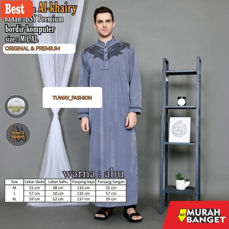 Baju timur tengah pria- Gamis Pria Modern AL-KHAIRY / Jubah Laki-Laki Dewasa / Jubah Muslim Gamis La