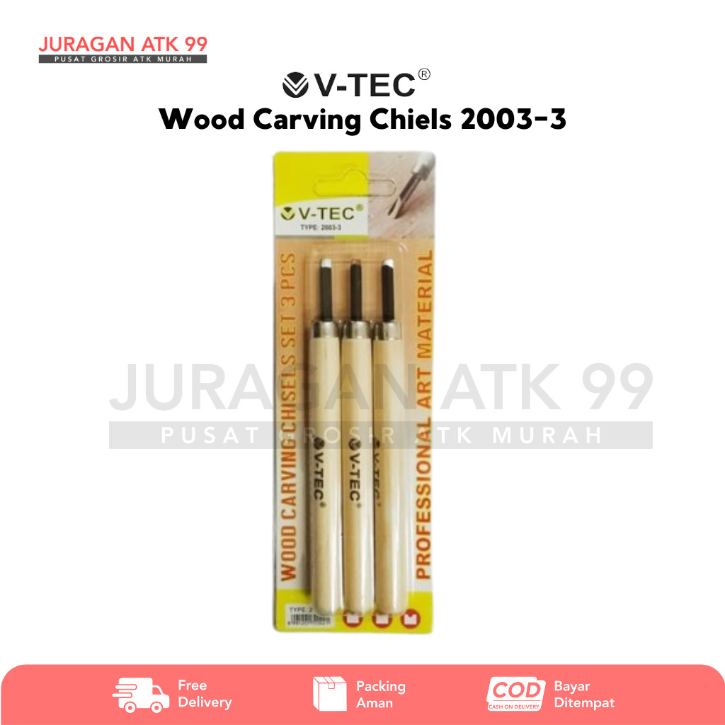 

Wood Carving Chiels Pahat Ukir Kayu Set 3 Pcs V-Tec 2003-3