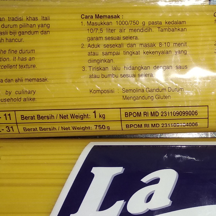 

La Fonte Spaghetti | Pasta Spageti | Pasta Noodle Mie 1Kg