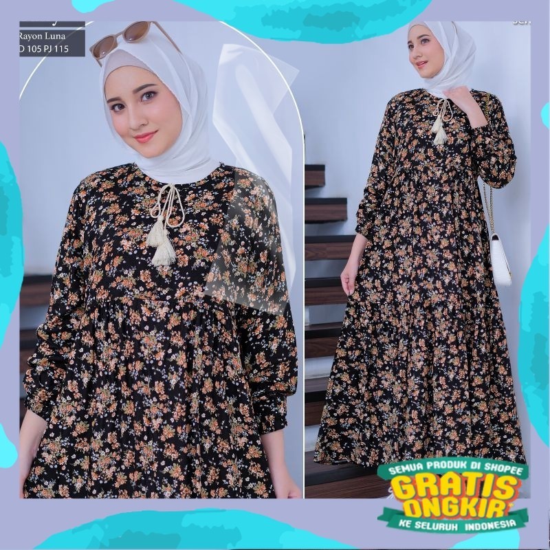 (NEW) MIDI DRESS WANITA FASHION MUSLIM //LOLITA - WIDHI MIDI BY SHOFIYA/pink fanta