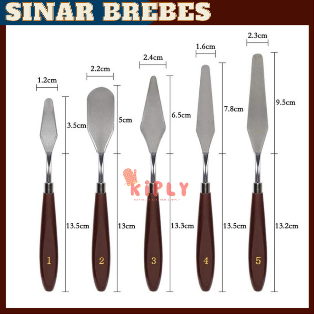 SINAR BREBES (5 pcs) Peralatan Oles Dekorasi Lengkap Kue Modifikasi Kue Buttercream Lengkap Stainles