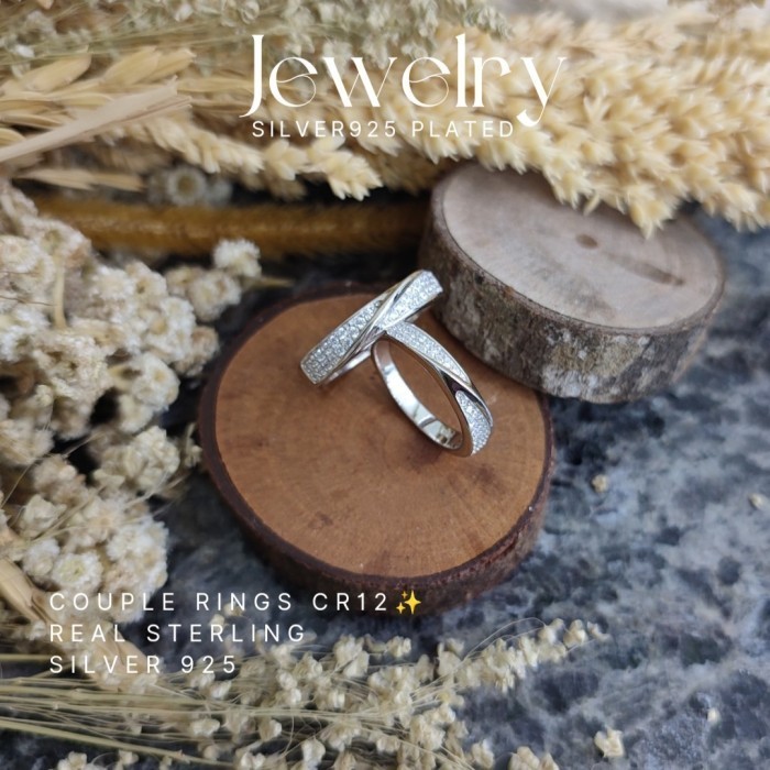 Couple RIng CIncin Couple Sterling Silver925 Perhiasan CR12 Free Box
