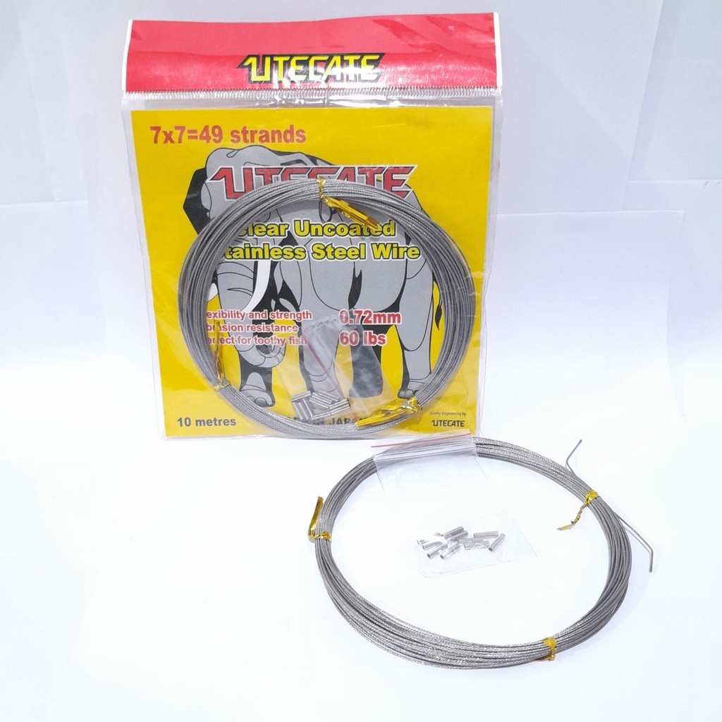 Utecate Stell Wire (Seling 7x7) Super Lentur Seperti Senar Neklin Uncoated Stainless Steel - pp