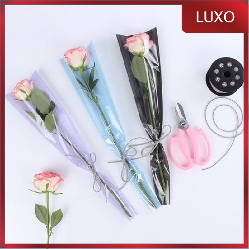 

LUXO - 1pc Plastik Bunga Mawar 1 tangkai (ecer per lembar) / Wrapping Plastik untuk Mini Buket Rose