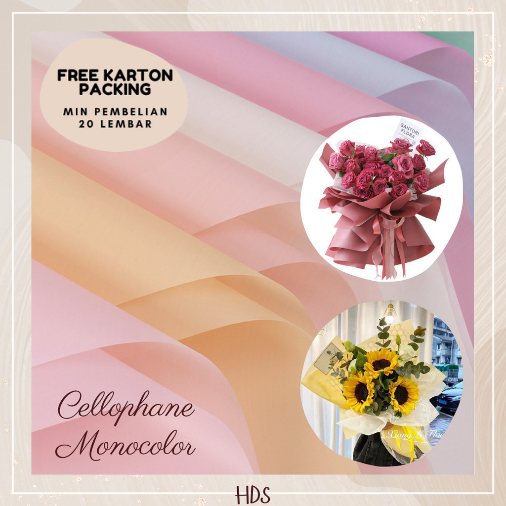 

[5 LEMBAR] KERTAS CELLOPHANE MONOCOLOR POLOS KERTAS BUKET BUNGA FLOWER WRAPPING WATERPROOF