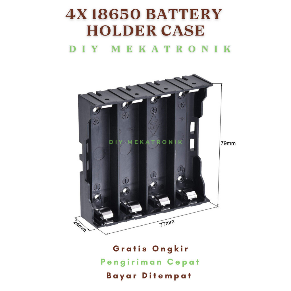 Holder Baterai 4x 18650 4 Slot Battery Case Batere Box Kotak Batre