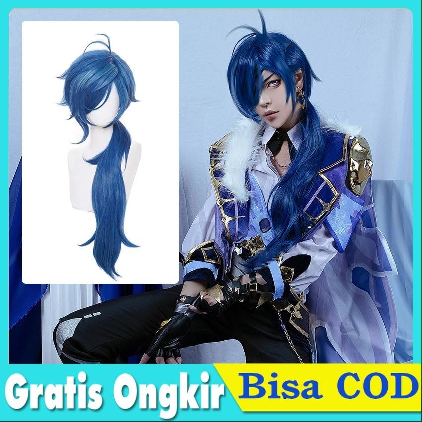 Wig Comic Kaeya Genshin Impact Cosplay Wig 80cm Heat Resistant Synthetic Hair