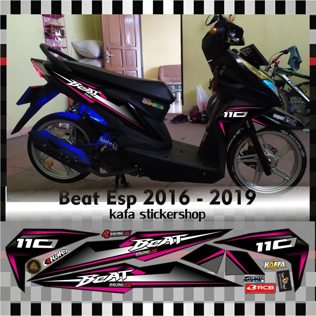 POLET Stiker Beat Esp Striping Variasi Beat Fi New List Polet Motif Pink