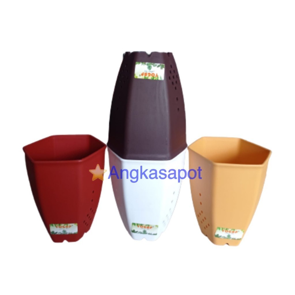 6 PCS Pot Yogap YPS 25 Segi Enam Setengah Lusin Pot Plastik Bunga Tanaman