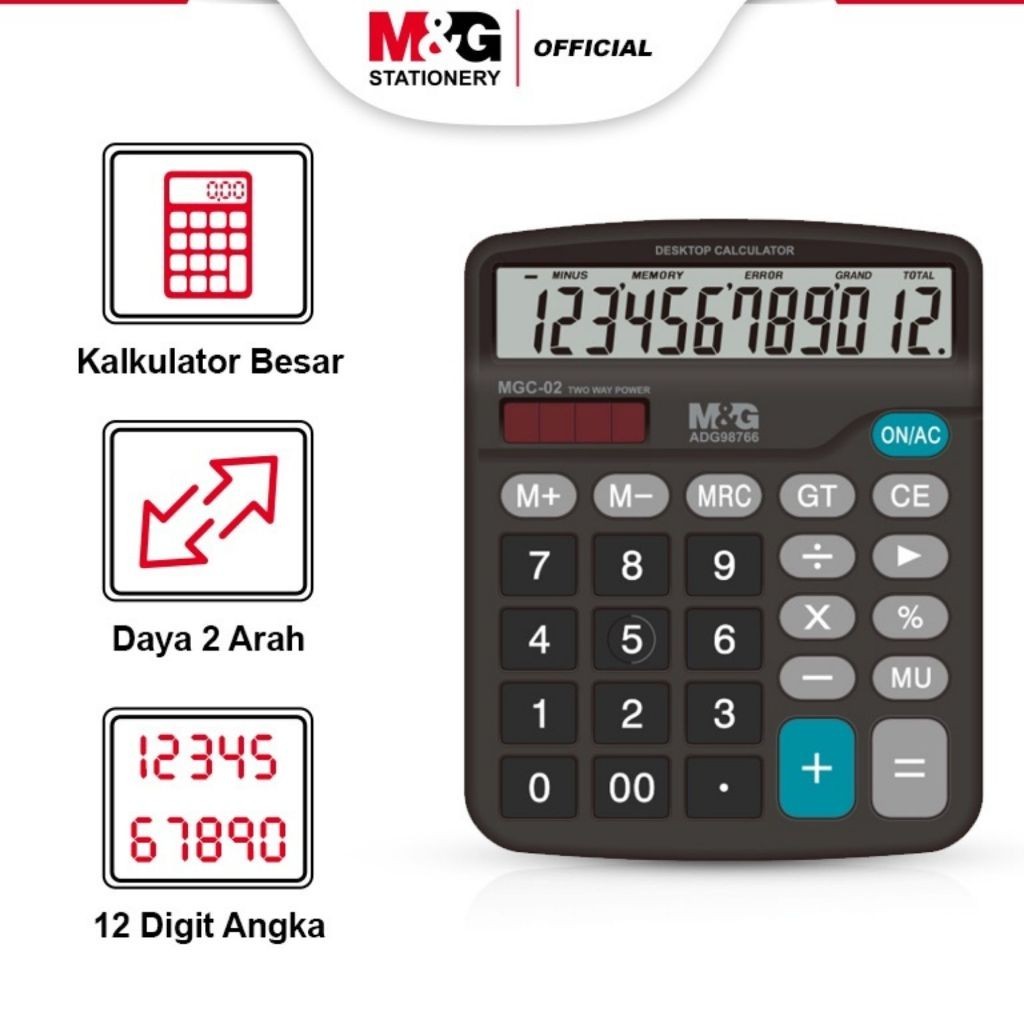 

M&G Kalkulator M&G MGC-02 12 Digit Calculator Desktop ADG98766 Kalkulator Sekolah Kantor - SHESB