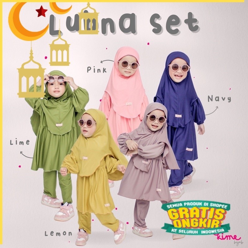 KIMEHIJAB Gamis Anak murah Oneset Lubna/nude yellow kuning mustard
