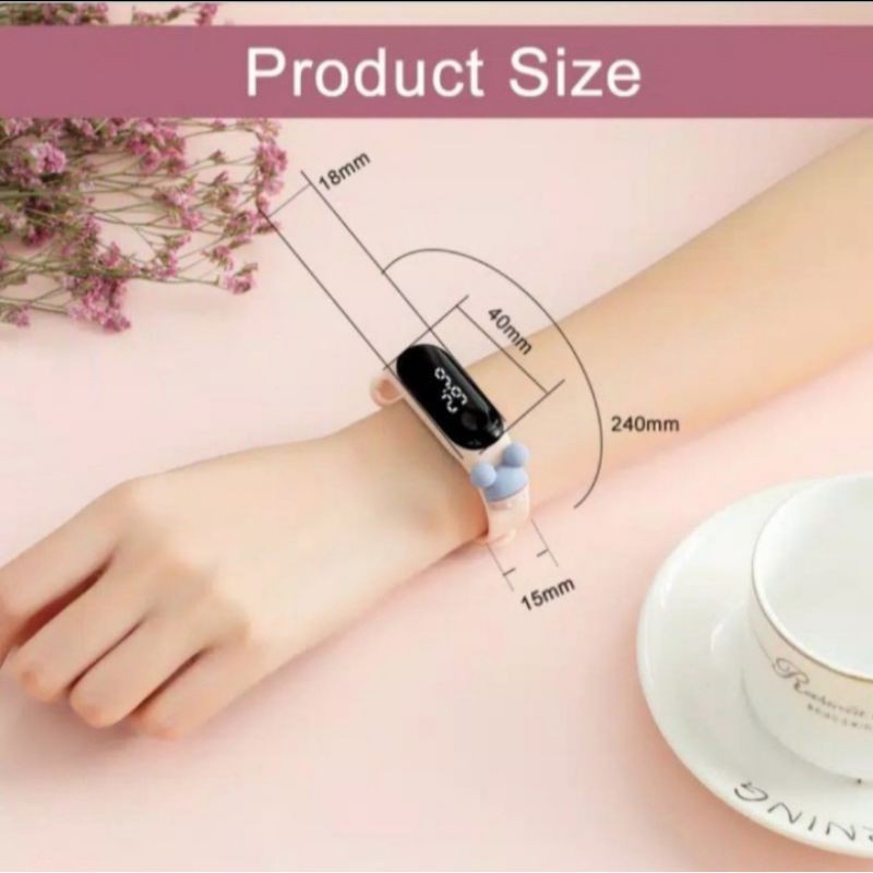 Jam Tangan Anak Karakter Macca LED Motif Kartun Gelang Anak Perempuan Laki Laki Silikon Tahan Air Mu