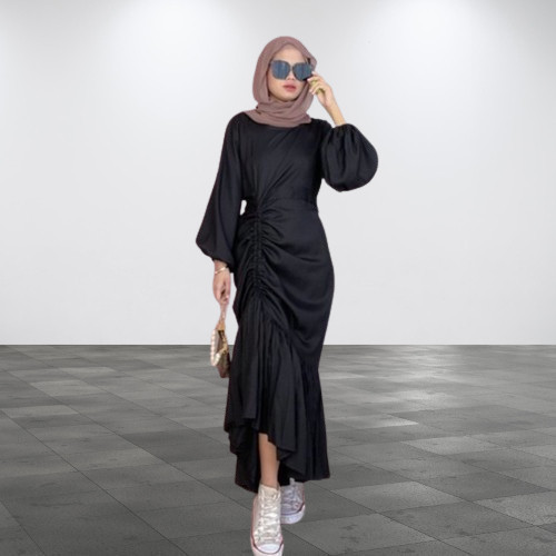 DRESS MUSLIMAH MEWAH CANTIK DAN KEKINIAN | GAMIS SERUT SATIN VELVET PREMIUM