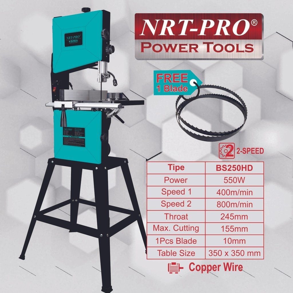 BAND SAW / GERGAJI KAYU / MESIN POTONG 10" BS 250 HD NRT-PRO