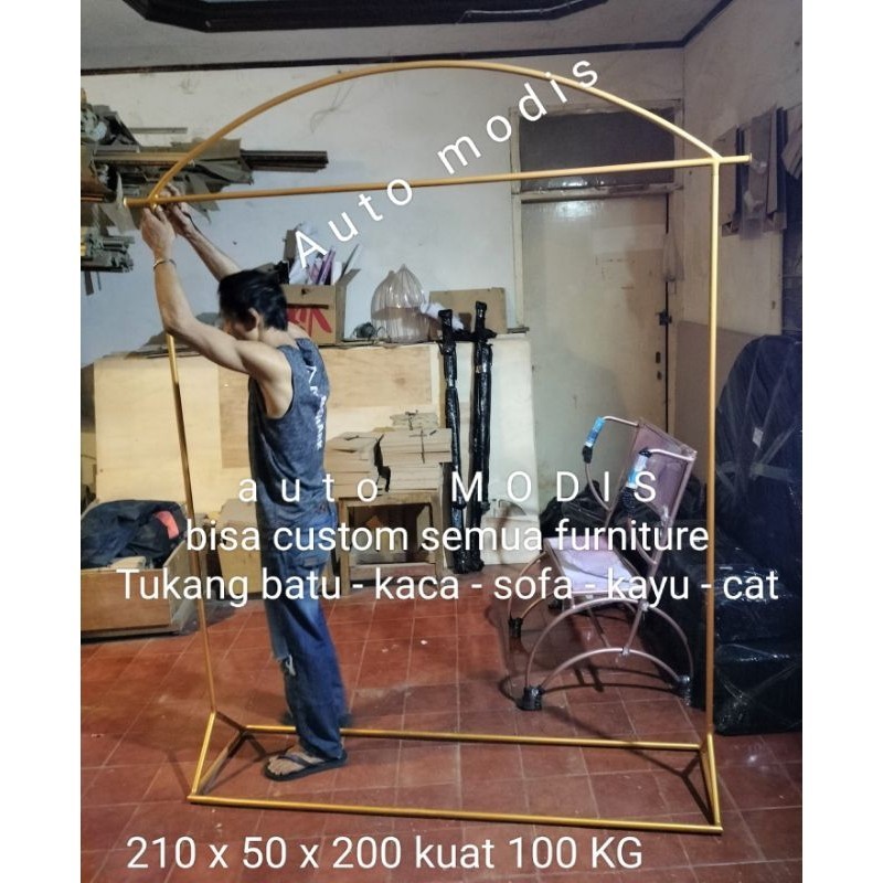 GAWANG JUMBO GAUN WEDDING DRESS BESI KUAT 100 KG PANJANG 2 METER EMAS KONTAINER STOCK BOX LACI LEMAR