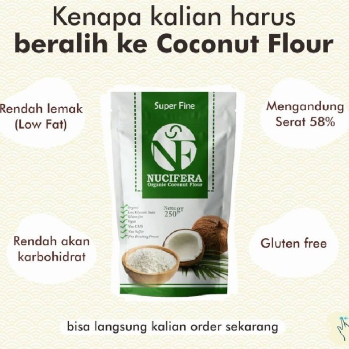 

Nucifera Organic Coconut Flour Tepung Kelapa - 250 g Super Fine