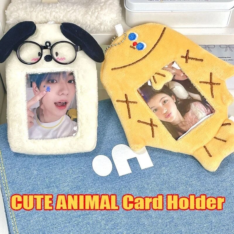 

Cute Cartoon Plush Photocard Holder Kpop Korean Idol Photo Card Holder Kawaii Desk Accessories Stationery Idol Picture Storage