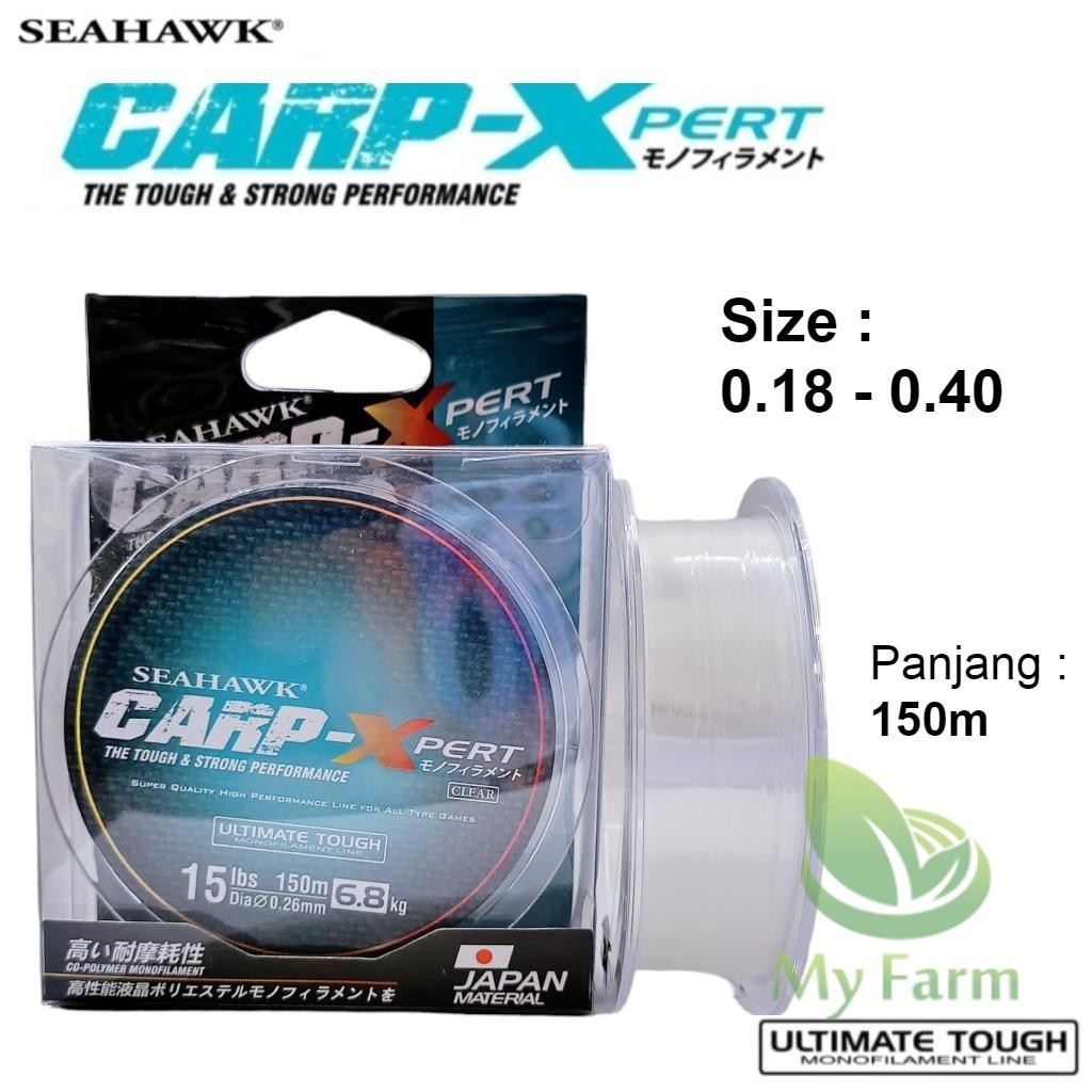 Seahawk Carp Xpert Panjang 150m Senar Kenur Pancing Ultimate Tough Monofilament Warna Clear Bening T